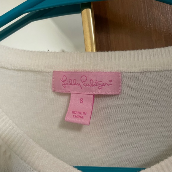 Lilly Pulitzer Cream Cardigan with Gold Buttons - Picture 2 of 6